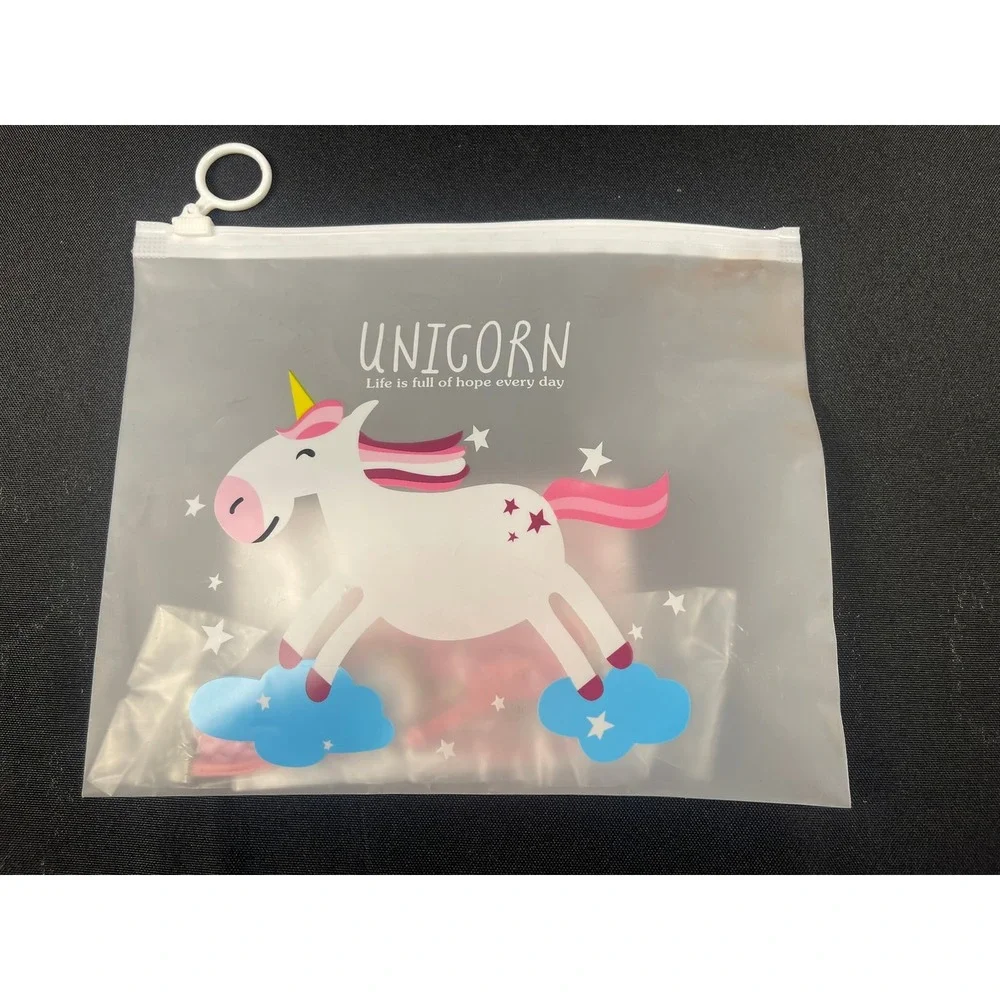 Unicorn Jewelry Set Pink Purple Braided Bracelet Necklace Frosted Pouch New